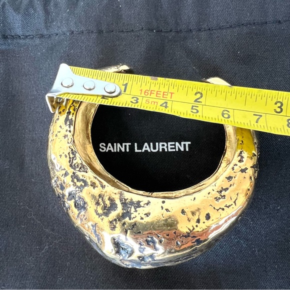 SAINT LAURENT Gold w Black Hammered Finish With Antique Look Cuff Bracelet NWOT - Picture 14 of 16